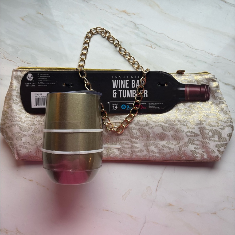 Gold Wine Bag & Tumbler Set